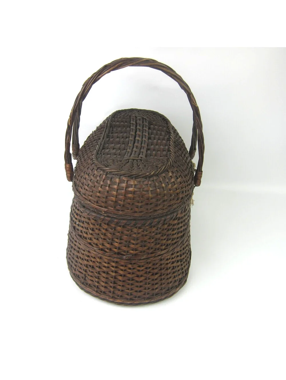 Vintage Wicker Basket Lid Handles Amish Kavli Sket 15
